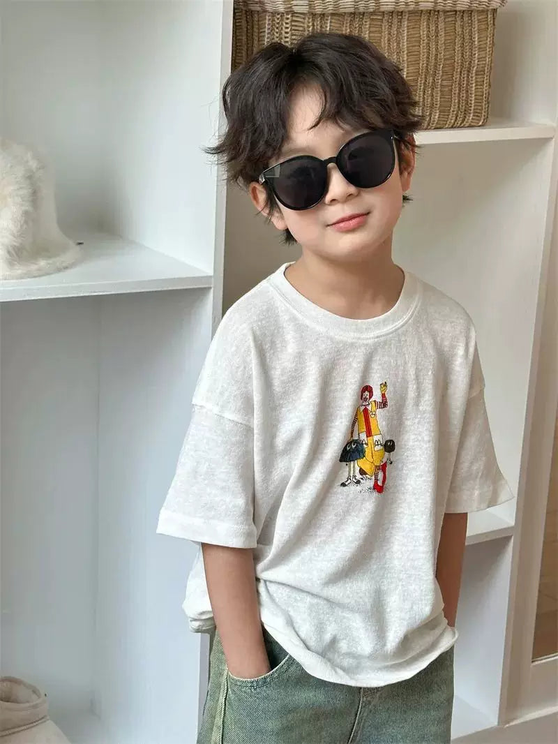 Uşaq Geyimi Uşaq 2024 Yay Yeni Koreya Stili Qısa Sl