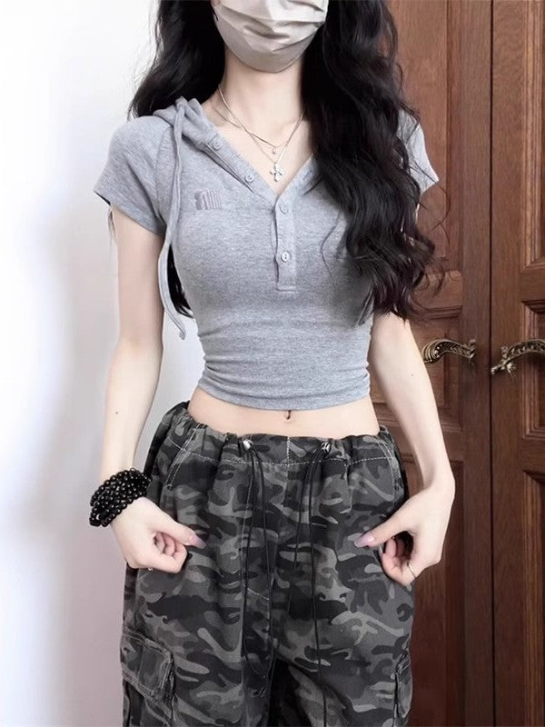 Qadınlar üçün Böyük Ölçülü, İncə, Saf Pambıq Başlıqlı Qısa Qollu Futbolka, Yay, Unikal Dizayn, Beli Müəyyən Edən Top