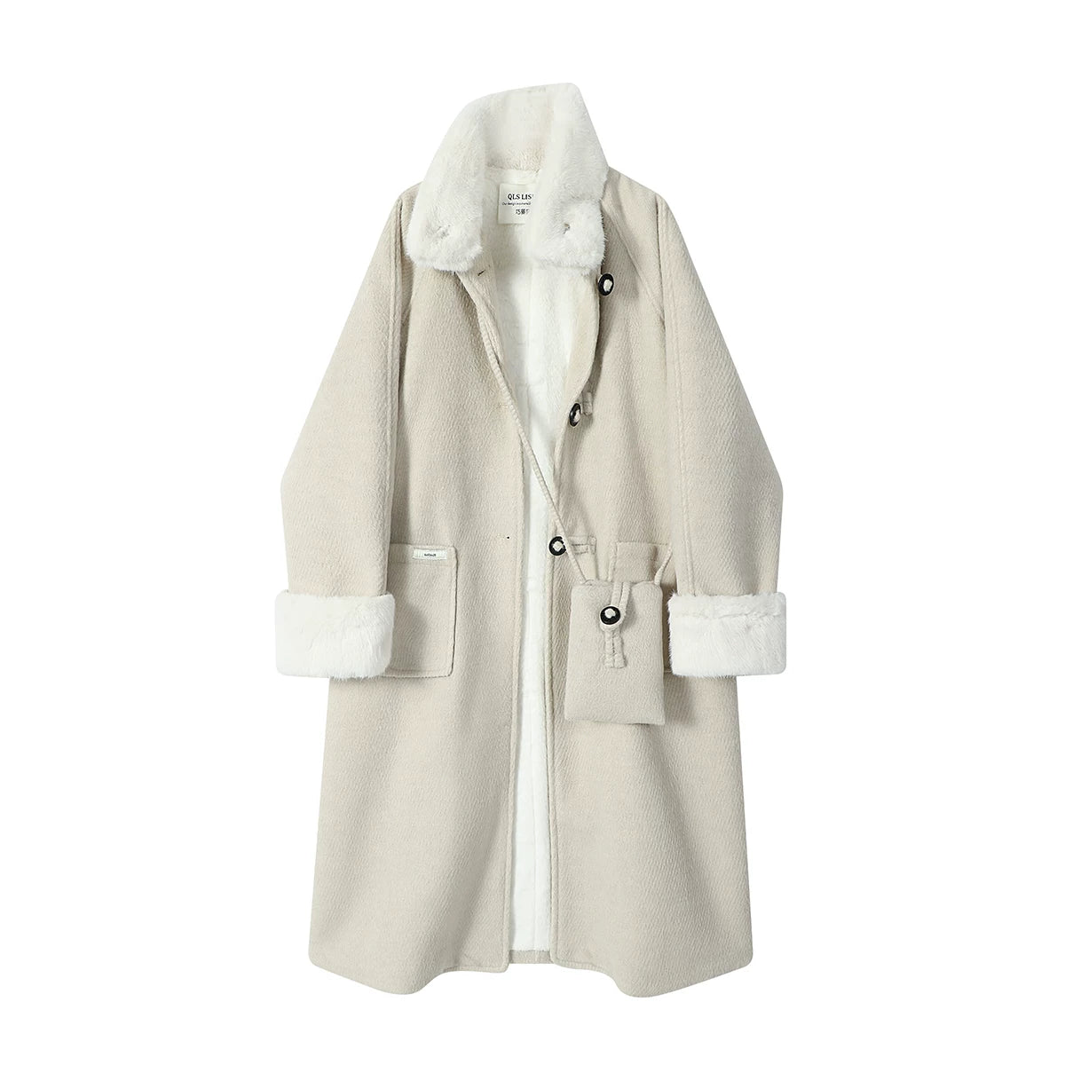 Payız və qış üçün Chorissa Hepburn üslubunda orta uzunluqlu boz yun palto, super zərif və gözəl.