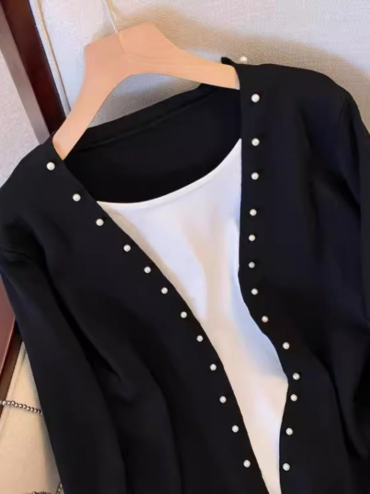 Böyük Ölçülü Qadın Geyimləri 2025 Payız Yeni Gəlişi: Super Arıqladıcı, Piy və Qarın nahiyəsini gizlədən, Qadınlar üçün Süni İki Parçalı Örgü Top