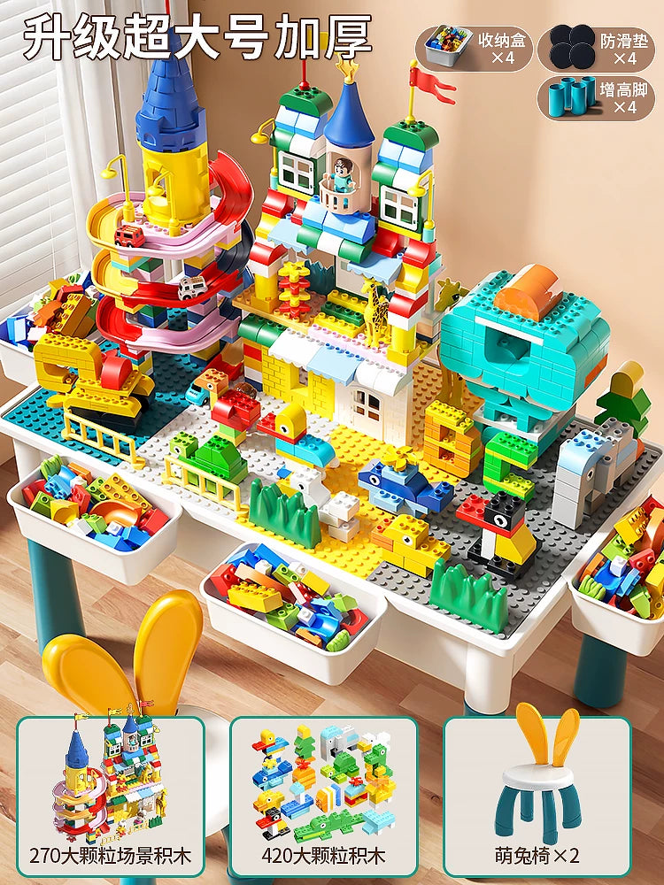 Uşaq tikinti bloklarından ibarət masa, oğlanlar, qızlar, körpələr və körpələr üçün, təhsil, 6 yaşlı uşaqlar üçün çoxfunksiyalı, böyük hissəciklərdən ibarət, yığma dəsti.