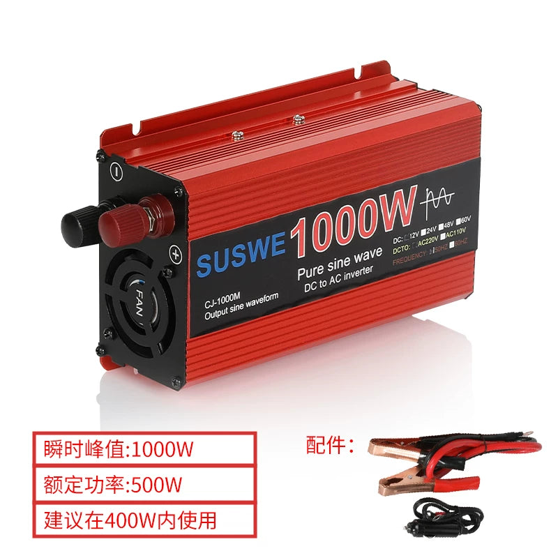 Nəqliyyat vasitələri, 24V ev batareyaları və yük maşınları üçün təmiz sinus dalğası inverteri, 12V-dən 220V-ə qədər, yüksək güclü güc çeviricisi.