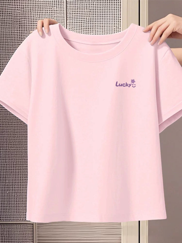 Jeanswest Bənövşəyi Sağ Çiyin Qısaqol Qadın T-shirt 2026 Yeni Yay Qadın Saf Pambıq Kiçik Qısa Top A