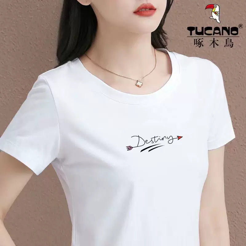 Clearance Pickup Woodpecker orta yaşlı və qocalar üçün təmiz pambıq qısaqol köynəklər qadın modası çox yönlü təsadüfi yay dibli köynəklər