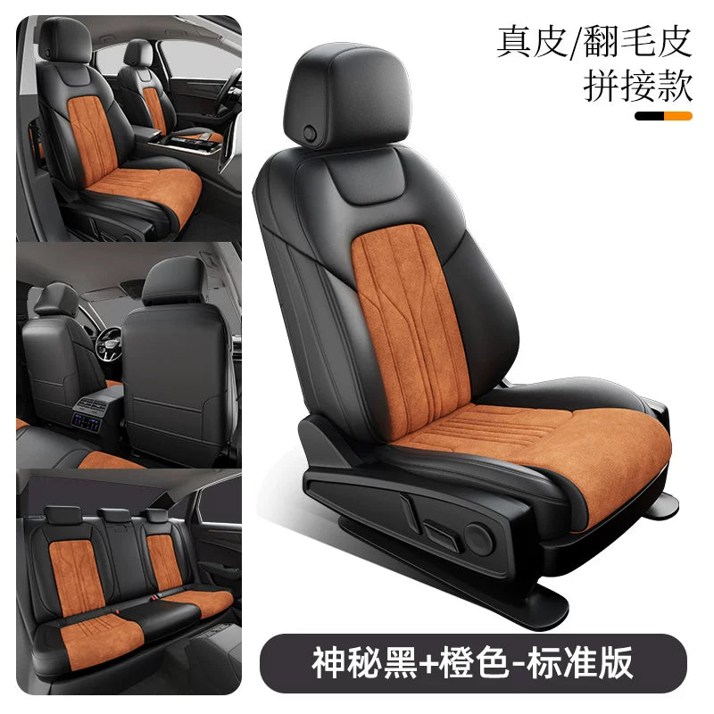 Zamşa avtomobil oturacağı yastıqları, orijinal dəri oturacaq üzlükləri, tam örtüklü, bütün mövsüm üçün, yeni yüksək səviyyəli avtomobil oturacağı üzlükləri və yastıqları