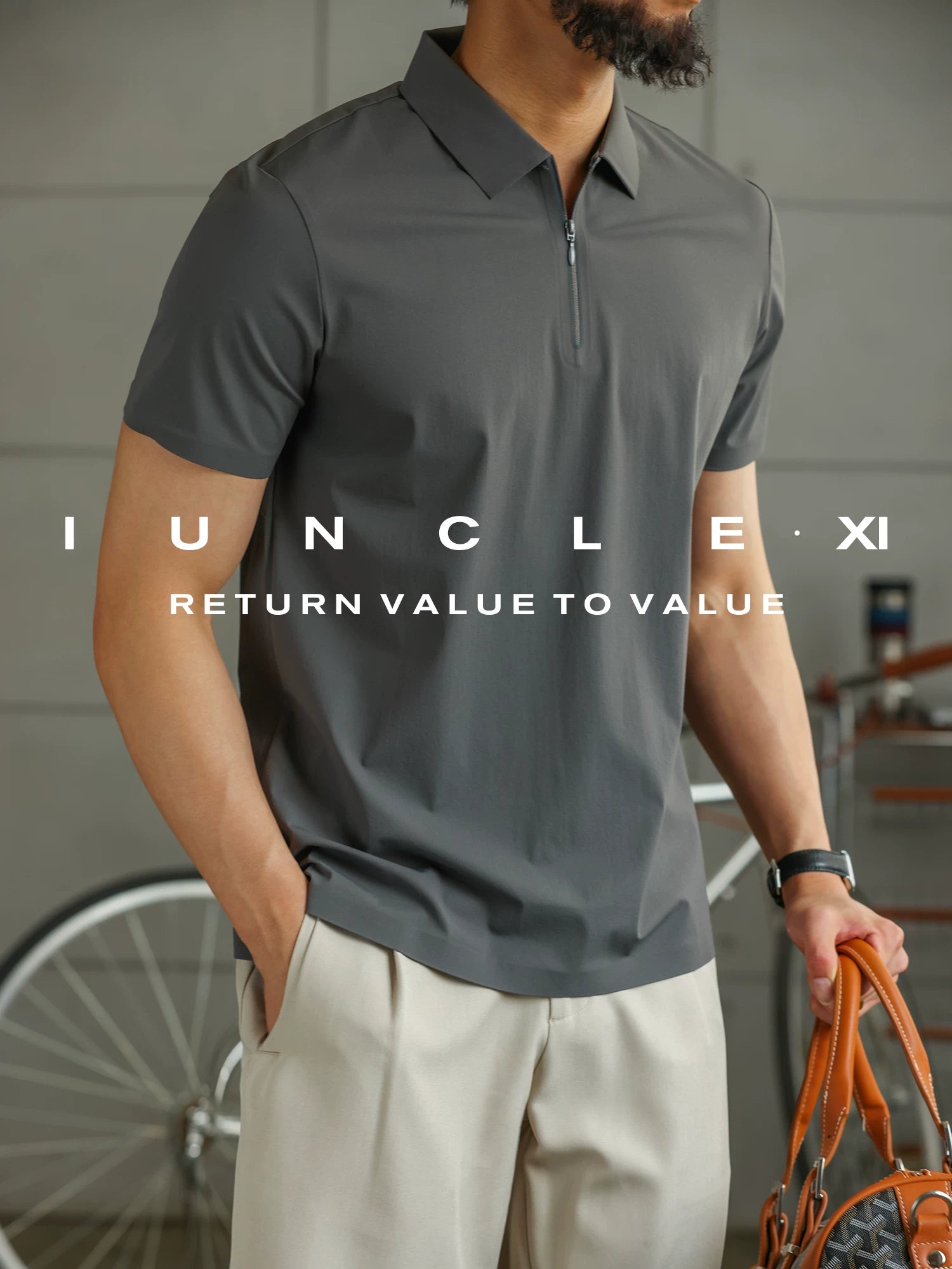 IUNCLEXI [şəhər idmanı] buz əzələsi tez quruyan antibakterial yaxa qısaqol kişi yay yarım fermuarlı POLO köynək