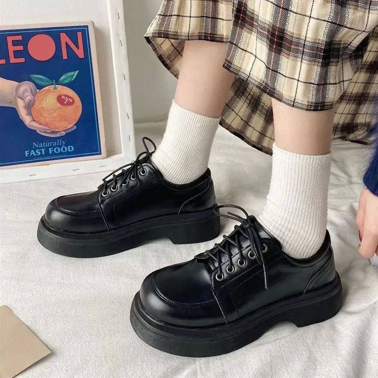 platforma Oxfords Qadın ayaqqabıları Qadın platformaları dabanlar lolita