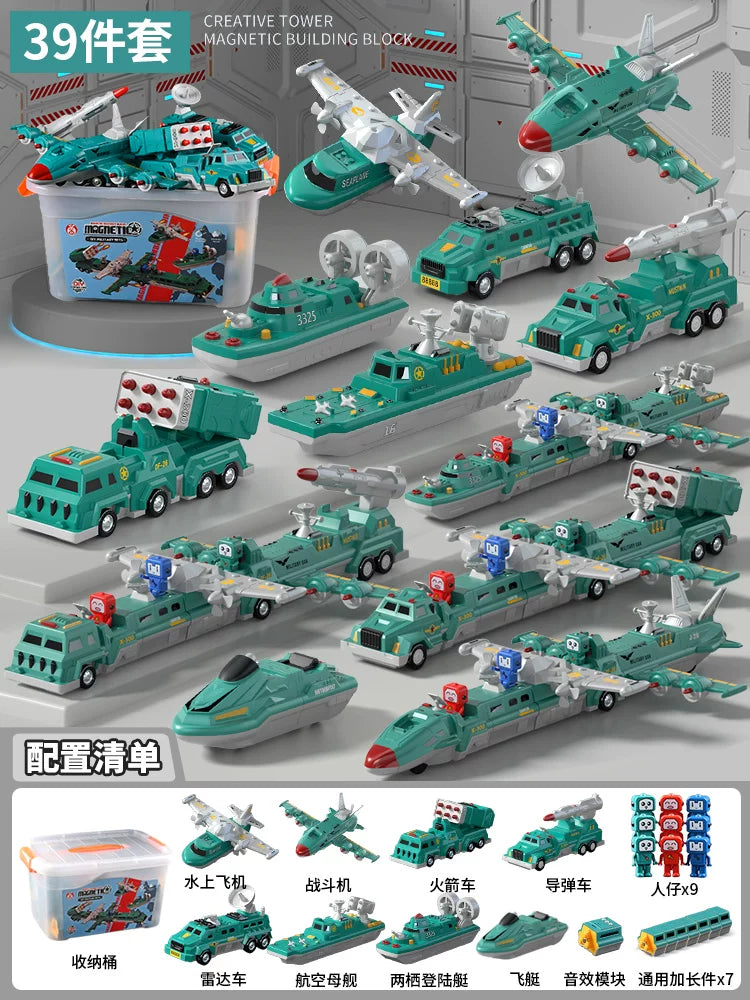 Maqnit tikinti blokları, uşaq oyuncaqları, təhsil, transformasiya, montaj, mühəndislik vasitəsi, robot, 6 yaşlı uşaqlar üçün Milad hədiyyəsi.