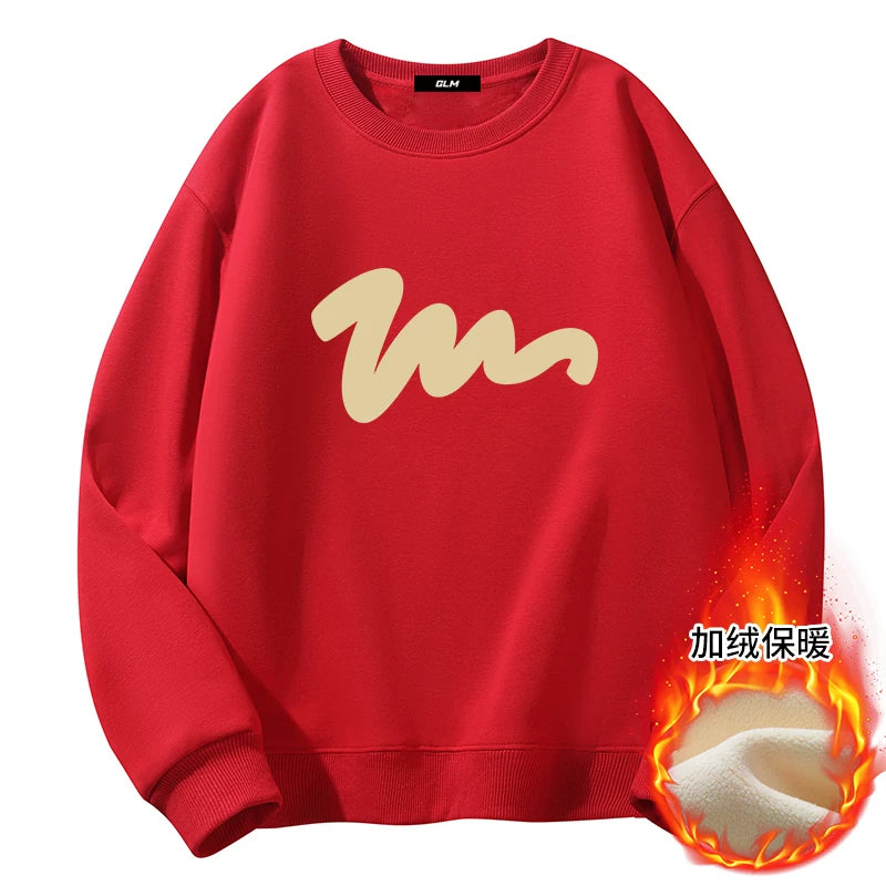 GLM Kişi və Qadınlar üçün Yun Astarlı Dəyirmi Yaxalı Sviter, Payız/Qış İstiliyi, Ağır Çəkili Stil, Amerika Boş Forması, Dəbli Brend Əsas Qat, Kişi Geyimləri