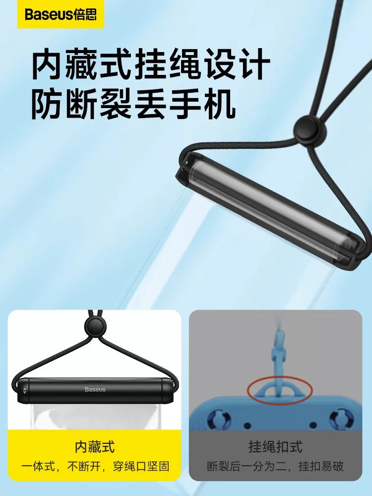 Baseus cib telefonu suya davamlı çanta üzgüçülük və dalğıc üçün açıq rafting isti bulaq sensor ekranı şəffaf sızdırmazlıq lanyard dənizkənarı yüksək dəqiqlikli fotoşəkil götürmə atlısı xüsusi şəffaf sızdırmaz toz örtüyü