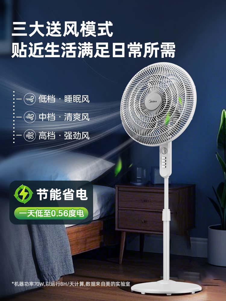 Midea elektrik ventilyatoru məişət böyük külək səsi yüngül döşəmə fanatı qonaq otağı şaquli güclü sənaye fanatı 2026 yeni model