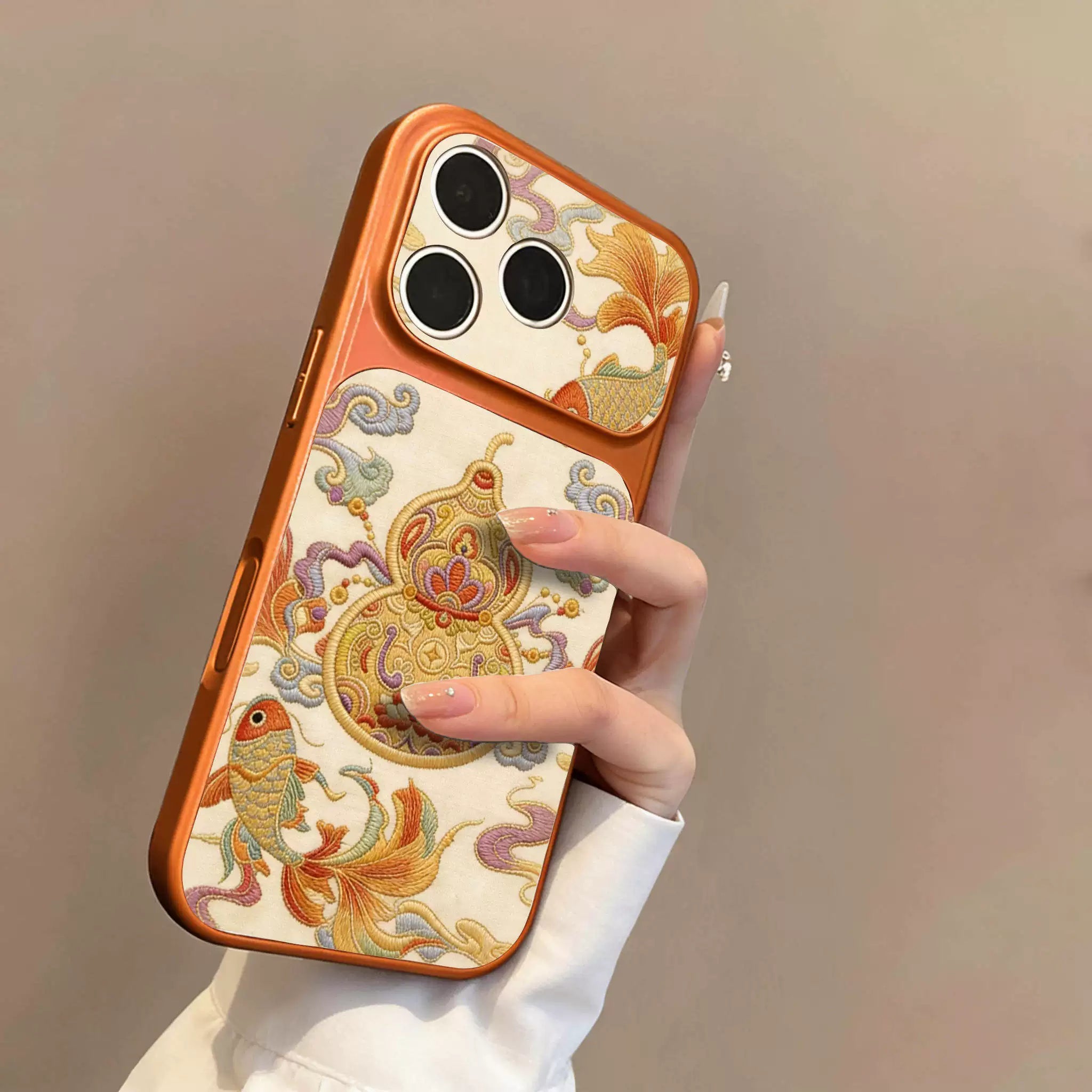 Apple 17promax mobil telefon qutusu üçün uyğun olan Koi balqabağı iPhone17pro yeni dəri naxışlı böyük pəncərə 16pro yüksək səviyyəli hiss 15:00 hər şey daxil anti-düşmə 14plus milli trend 13 cüt qoruyucu örtük