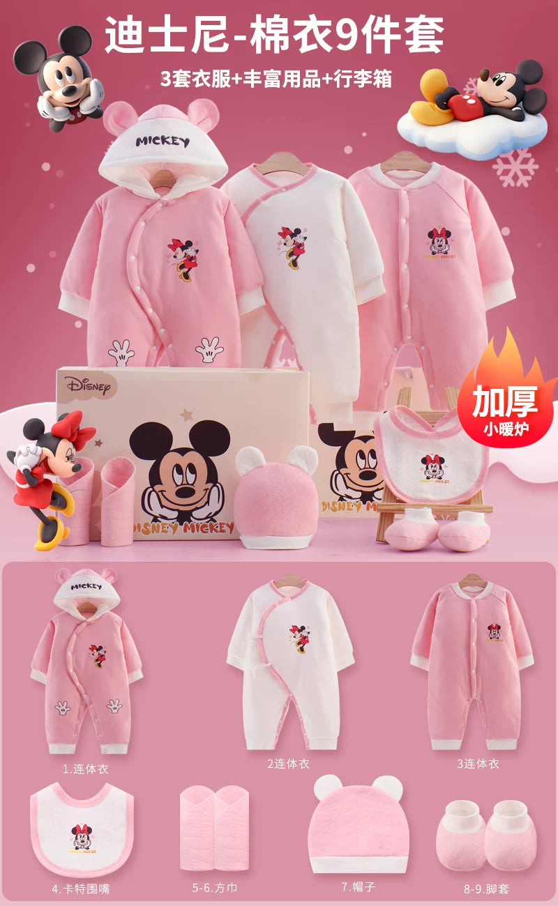 Disney təmiz pambıqdan hazırlanmış payız və qış üçün hədiyyə geyim dəsti, yeni doğulmuş körpələr, körpələr və bir aydan yuxarı körpələr üçün.