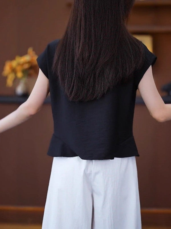 Qadınlar üçün qısaqol bluzka, 2026-cı il yay yeni dəbi, böyük ölçüdə, arıqladıcı, geniş, unikal və gözəl top.