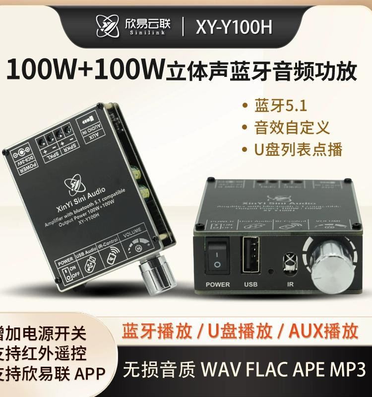 Xinyi HIFI səviyyəli 100W*2 stereo Bluetooth rəqəmsal güc gücləndirici lövhə modulu TPA3116 uzaqdan idarəetmə ilə Y100H