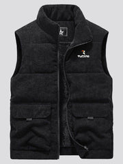 Kişilər üçün Ağacdələn Məxmər Jilet, Payız və Qış, Yun astarlı, Qalın, İsti, İş Geyimi Jilet Gödəkçə