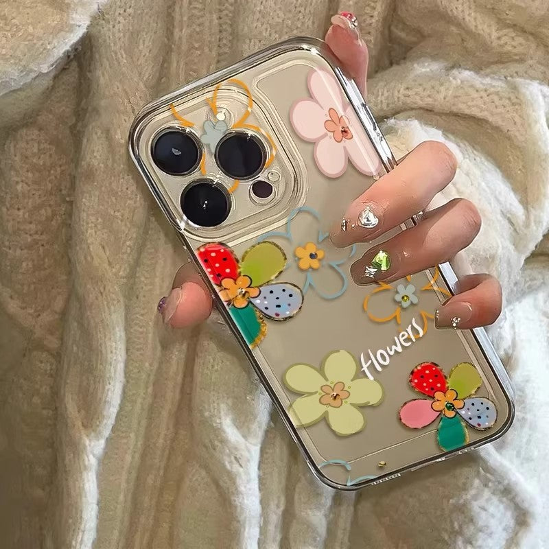 Dopamin çiçəyi Apple 17promax mobil telefon qutusu üçün uyğundur opporeno16 Xiaomi Redmi k90vivos60 Huawei iPhone17 qoruyucu qutu 14/13/12/11 şəffaf bir plus iqoo