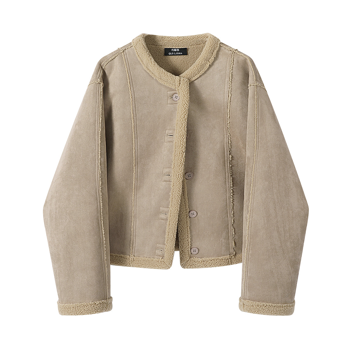 Chorlisa shearling qadınlar üçün dairəvi yaxalı palto, payız və qış, şık və dəbli, geri çevrilə bilən palto.