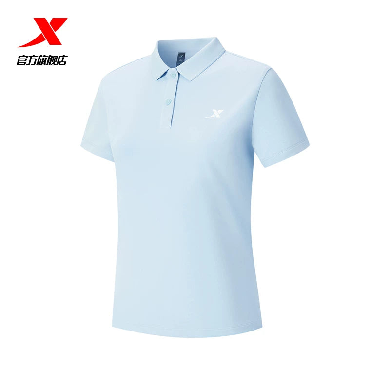 Xtep polo köynək qadın qısaqol yay yeni ana nəfəs alan tez quruyan qadın idman yaxa qısa köynək top