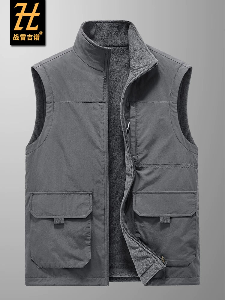 Çoxlu cibli, yun astarlı, böyük ölçülü, payız/qış üslubunda, geri çəkilə bilən kişi idman və açıq hava jileti