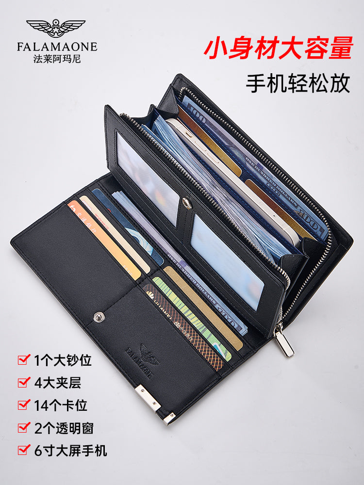 Fala Armani Kişi Uzun Dəri Cüzdan, 2025 Yeni Stil, Yüksək Səviyyəli Hədiyyə Qutusu, Sevgiliniz üçün Mükəmməl Hədiyyə, Çanta/Cüzdan