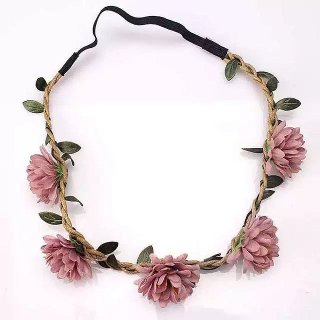 1 Piece Women Charming Floral Tiara Wedding Floral Headband Hairband A