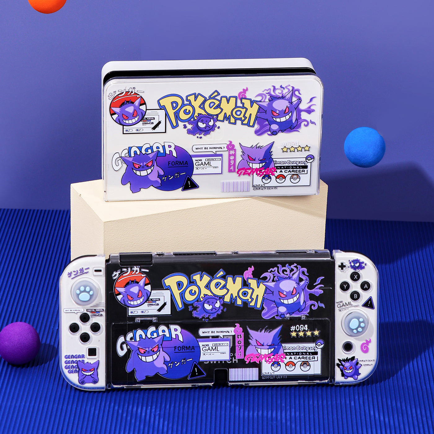 switch2 qoruyucu qutu OLED şəffaf qutu ns batareyanın ömrünü birləşdirə bilən baza split silikon qoruyucu qutu anime Gengar