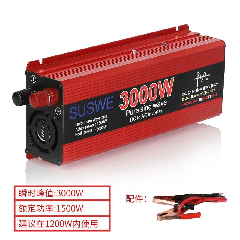 Nəqliyyat vasitələri, 24V ev batareyaları və yük maşınları üçün təmiz sinus dalğası inverteri, 12V-dən 220V-ə qədər, yüksək güclü güc çeviricisi.