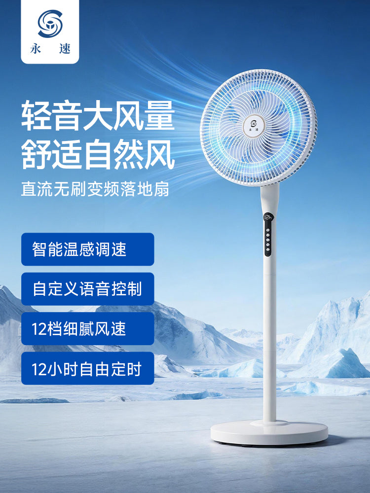 Yongsu Elektrik Ventilyatoru Məişət Döşəmə Fanı DC Tezlik Konvertoru Səviyyə 1 Enerji Effektivliyi Fırçasız Motor Ağıllı Səs Enerjiyə Qənaət