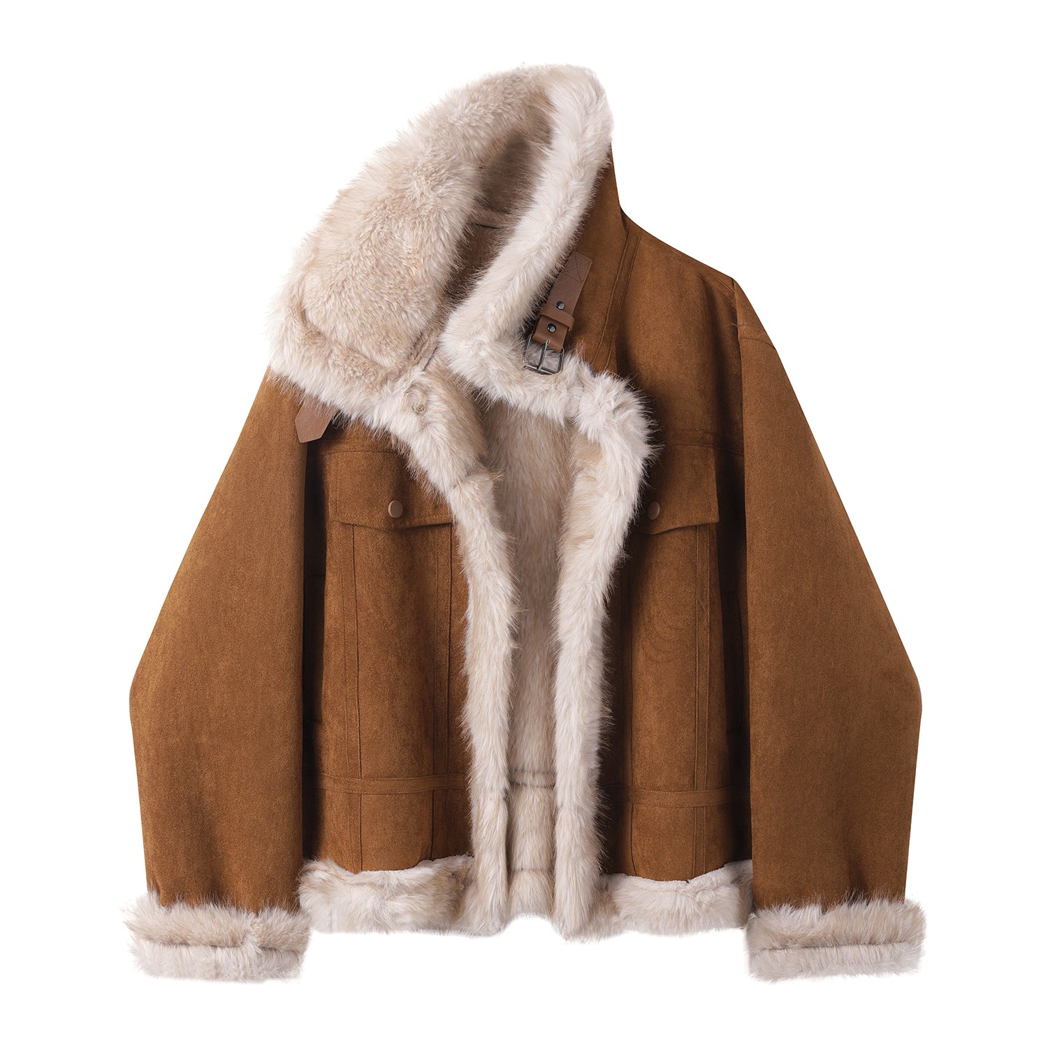 Cholisa yun astarlı və qalınlaşdırılmış motosiklet gödəkçəsi, Merard quzu yunundan qısa palto, qadın qış tüklü topu