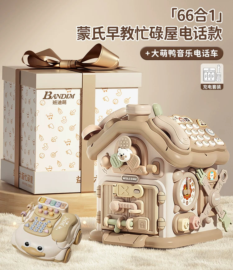 0-3 yaşlı uşaqlar üçün altıbucaqlı körpə oyuncağı, erkən uşaqlıq təhsili, Montessori səbəb-nəticə əlaqəsi, məşğul qutu, forma uyğun ev