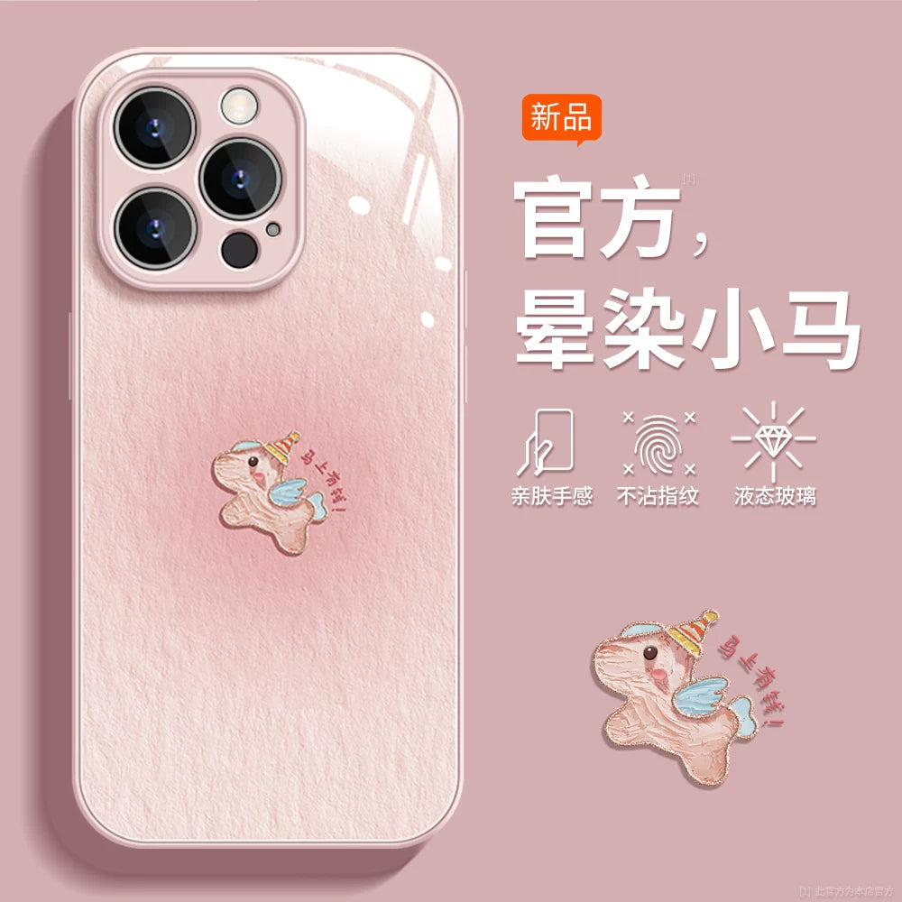 [Sfumato Pony] Apple 17promax mobil telefon qutusu üçün uyğundur yeni iphone16 hər şey daxil 17e düşməyə qarşı 15 şüşə 14 cizgi filmi sevimli 13pro At ili 12 təzə 11 çəhrayı xs dəsti