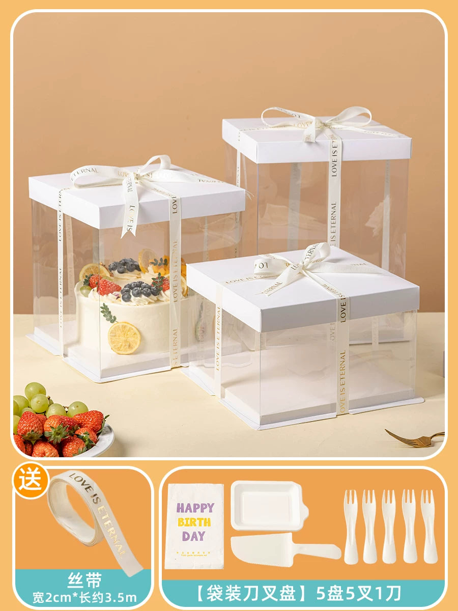 Ad günü tortu qutusu qablaşdırma qutusu şəffaf boş qəlyanaltı hədiyyə bazası 2 səkkiz düym 6 düym 8 altı 10 paket 4 tək