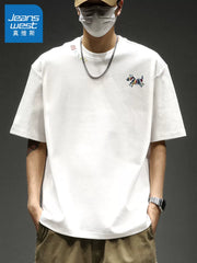 Cinslər At İlinin Qərbi Boş Pambıq Qısaqol Oğlanlar üçün T-shirt 2026 Yay Yeni Yaraşıqlı Dəyirmi Yakalı T-shirt Kişilər üçün Top