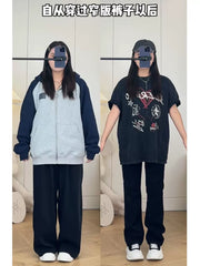 Qadınlar üçün armud formalı, incə, düz ayaqlı cins şalvar, yeni payız modası, böyük ölçü, yüksək belli, arıqladıcı, qara şalvar, əlavə uzun.