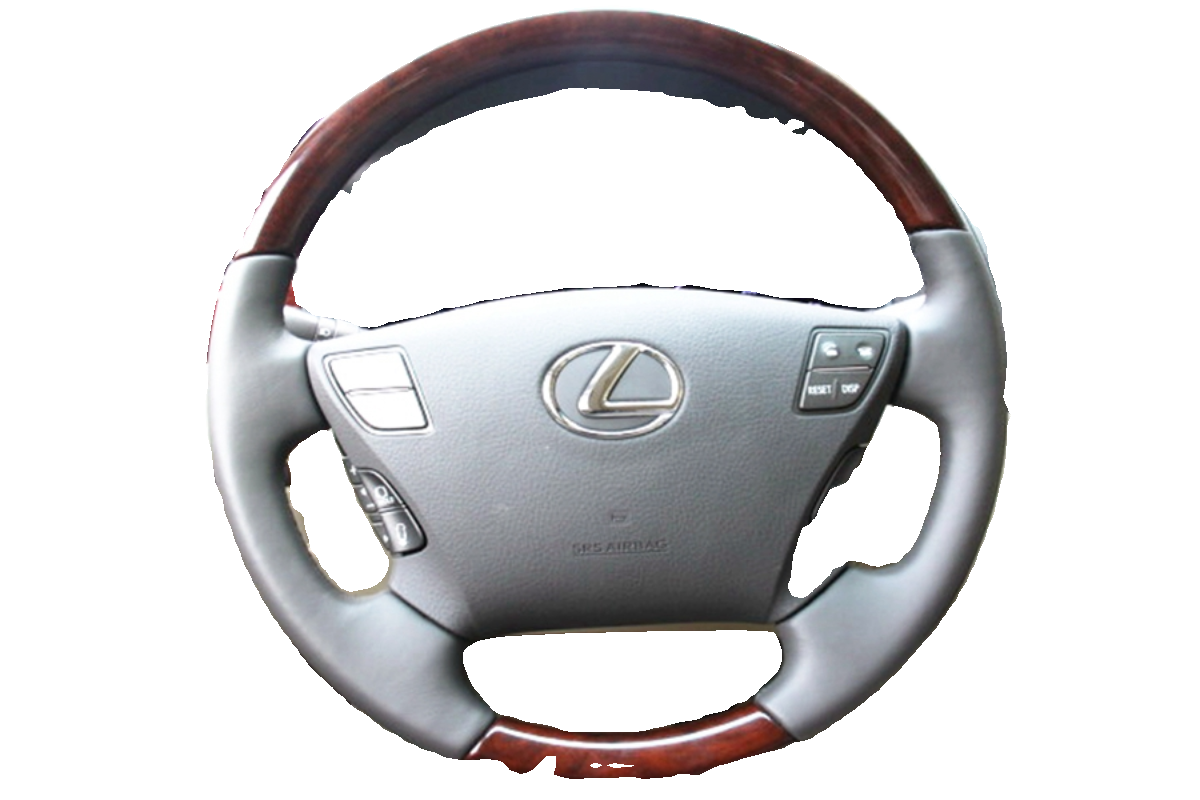 05-09-13 Köhnə Lexus LX570 və IS460 modelləri üçün əl ilə tikilmiş orijinal dəri sükan örtüyü, hər iki tərəfində mal dərisi var.