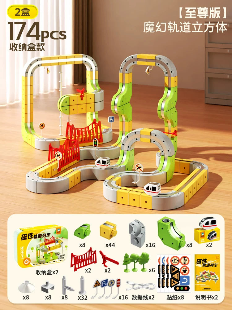 Əyləncəli və Sehrli Maqnit İzli Uşaq Təhsil Yüksək Sürətli Qatar Oyuncağı Oğlanlar və Qızlar üçün DIY Tikinti Blokları Hədiyyə 3