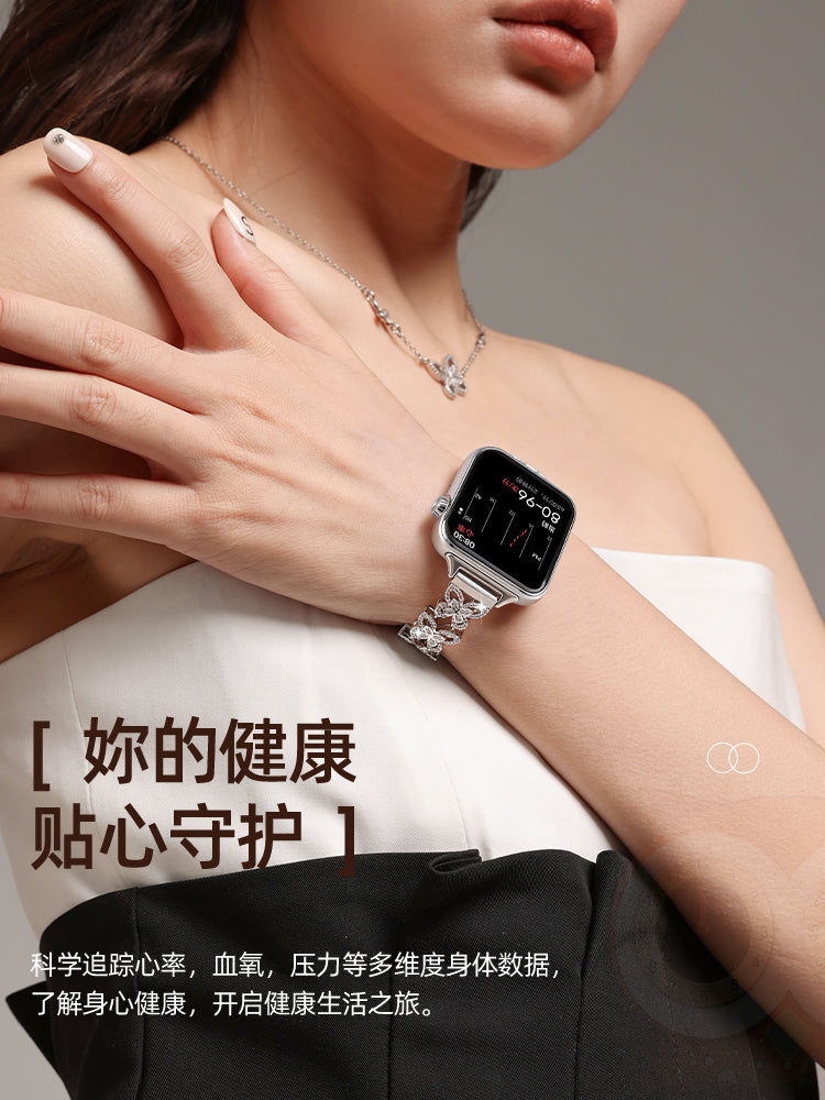 Smart Watch Qadın 2025 Kəpənək Kölgəsi Zirkon Ürək dərəcəsi Bluetooth Telefon İdman Qolbaq Android Telefonları üçün