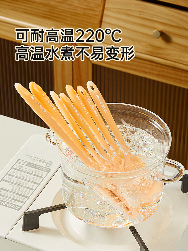 Cui Da Huang silikon spatula dəsti şorba qaşığı kiçik kürək körpə əlavəsi qida dərəcəli yumşaq taxta krem spatula