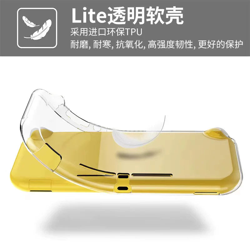 Nintendo Switch lite şəffaf kristal qutu korpus qoruyucu örtüyü hər şey daxil olan sərt qabıq parçalanmış, düşməyə qarşı yumşaq qabıq