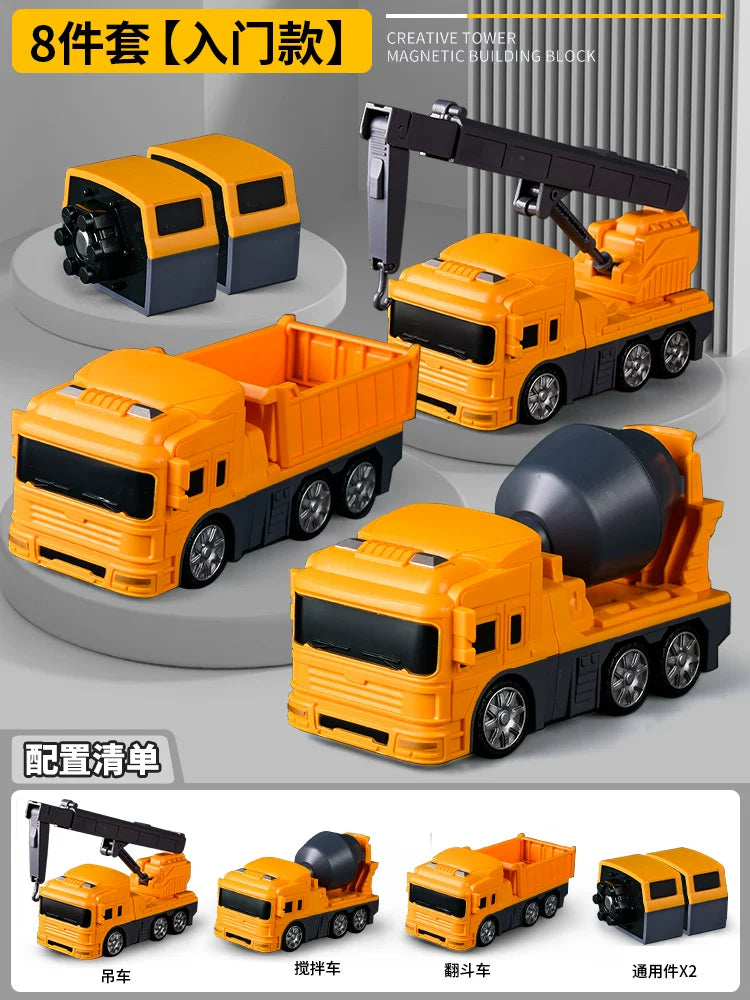 Maqnit tikinti blokları, uşaq oyuncaqları, təhsil, transformasiya, montaj, mühəndislik vasitəsi, robot, 6 yaşlı uşaqlar üçün Milad hədiyyəsi.