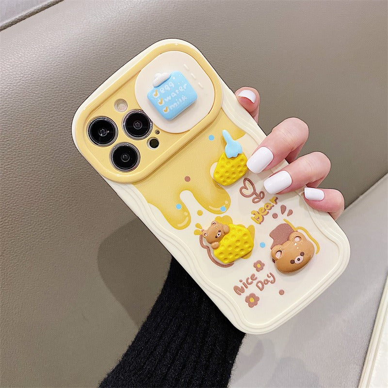 Pendir Pendir Ayı sürüşmə pəncərəsi Apple 14promax mobil telefon qutusu iphone13/16p11 yumşaq qabıq 17 cizgi filmi 14pro qadın modeli 13promax hər şey daxil 12pro silikon 15 düşməyə qarşı