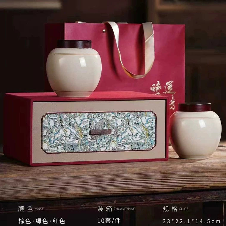 Yüksək səviyyəli Huangshan Maofeng çay qablaşdırma boş hədiyyə qutusu yarım pişik general Biluochun Longjing ağ çay keramika qabı Shilai