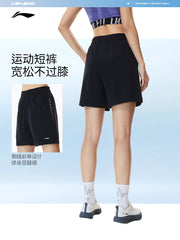 Li Ning idman şortu qadın 2026 yeni fitness şortu buz qara şalvar yay toxunmuş idman şalvarı