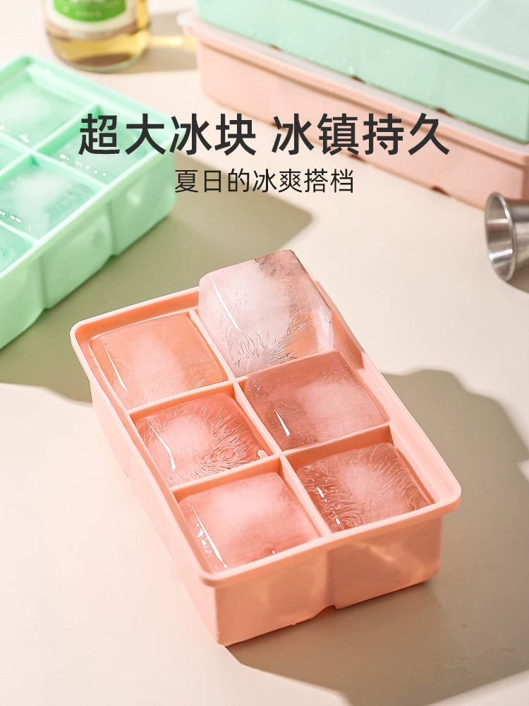 Kawashimaya böyük buz kub qəlibi böyük qida dərəcəli yumşaq silikon buz qabı ev kvadrat buz buz qutusu dondurulmuş buz artefaktı