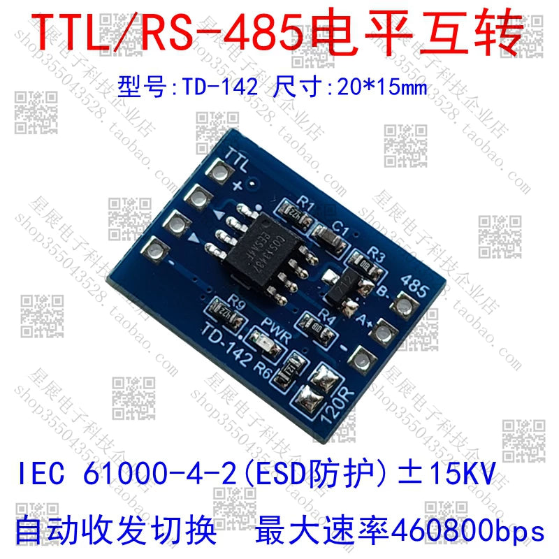 TTL-dən 485-ə qədər modul RS485-dən TTL seriyalı porta avtomatik kommutasiya RS-485 elektrostatik ildırımdan mühafizə 5V3.3V