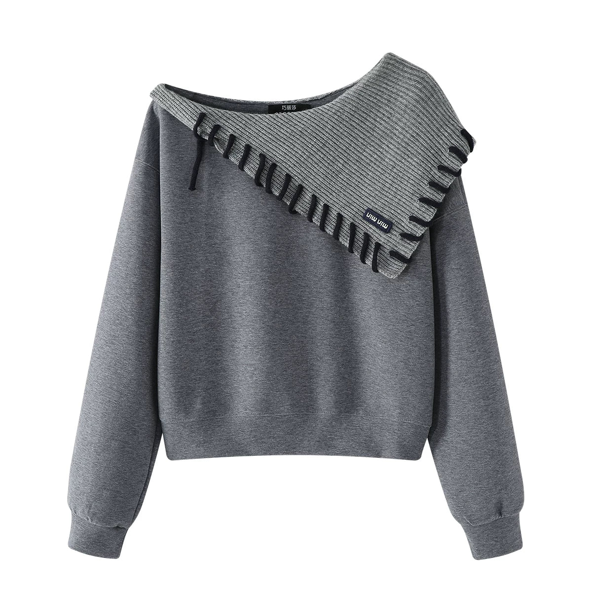 Cholisa Amerika üslubunda başlıqsız çiyinsiz sviter qadın yaz və payız 2026 yeni üslubda unikal və super gözəl süni iki hissəli uzunqol top