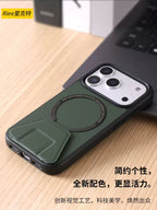 Apple 16 Pro Max telefon korpusu, dayaqlı iPhone 17 üçün tam örtüklü qoruyucu korpus, 13 dəri, 12 düşməyə davamlı, 14 kişi və qadın maqnit simsiz şarj cihazı, AIR dəri narıncı ilə uyğun yeni dəstək nöqtəsi.