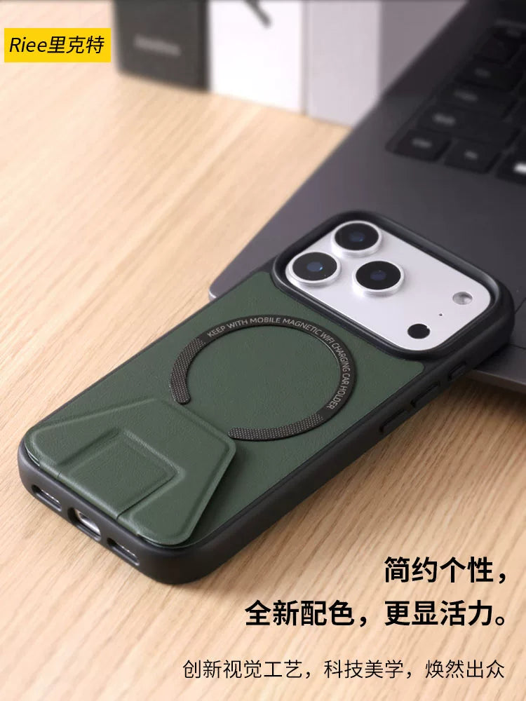 Apple 16 Pro Max telefon korpusu, dayaqlı iPhone 17 üçün tam örtüklü qoruyucu korpus, 13 dəri, 12 düşməyə davamlı, 14 kişi və qadın maqnit simsiz şarj cihazı, AIR dəri narıncı ilə uyğun yeni dəstək nöqtəsi.