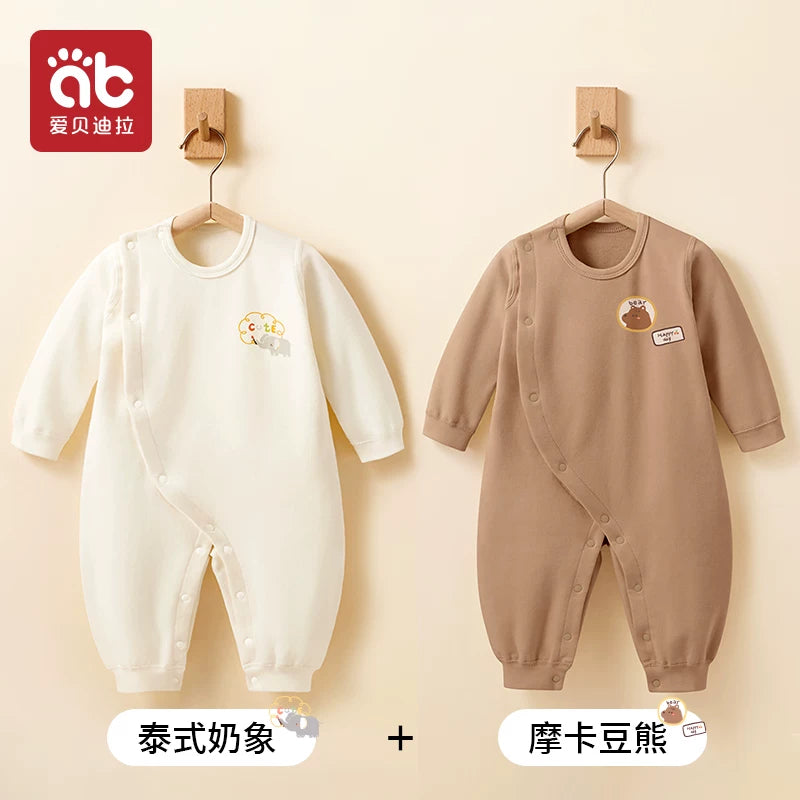 Körpə bodi qış geyimi, yeni doğulmuş körpə üçün A sinifli sıx oturan paltarlar, oğlan və qız körpəsi üçün əsas təbəqə təmiz pambıq pijama qış